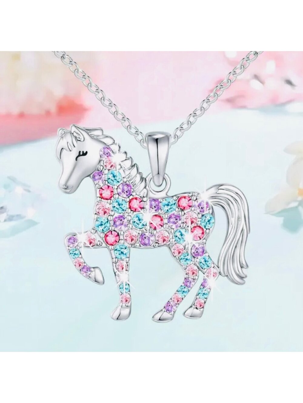 New - White K - Gorgeous Unicorn Charm Necklace